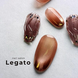 秋色の赤みブラウンに立体感を出したうねうねネイルデザイン|nail salon Legato